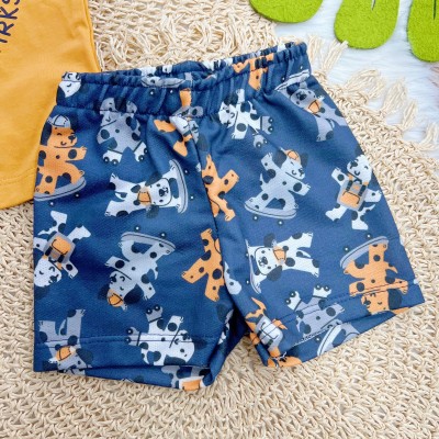 Conj. Camiseta Coast Explorer e Bermuda Doguinhos - Mostarda e Marinho